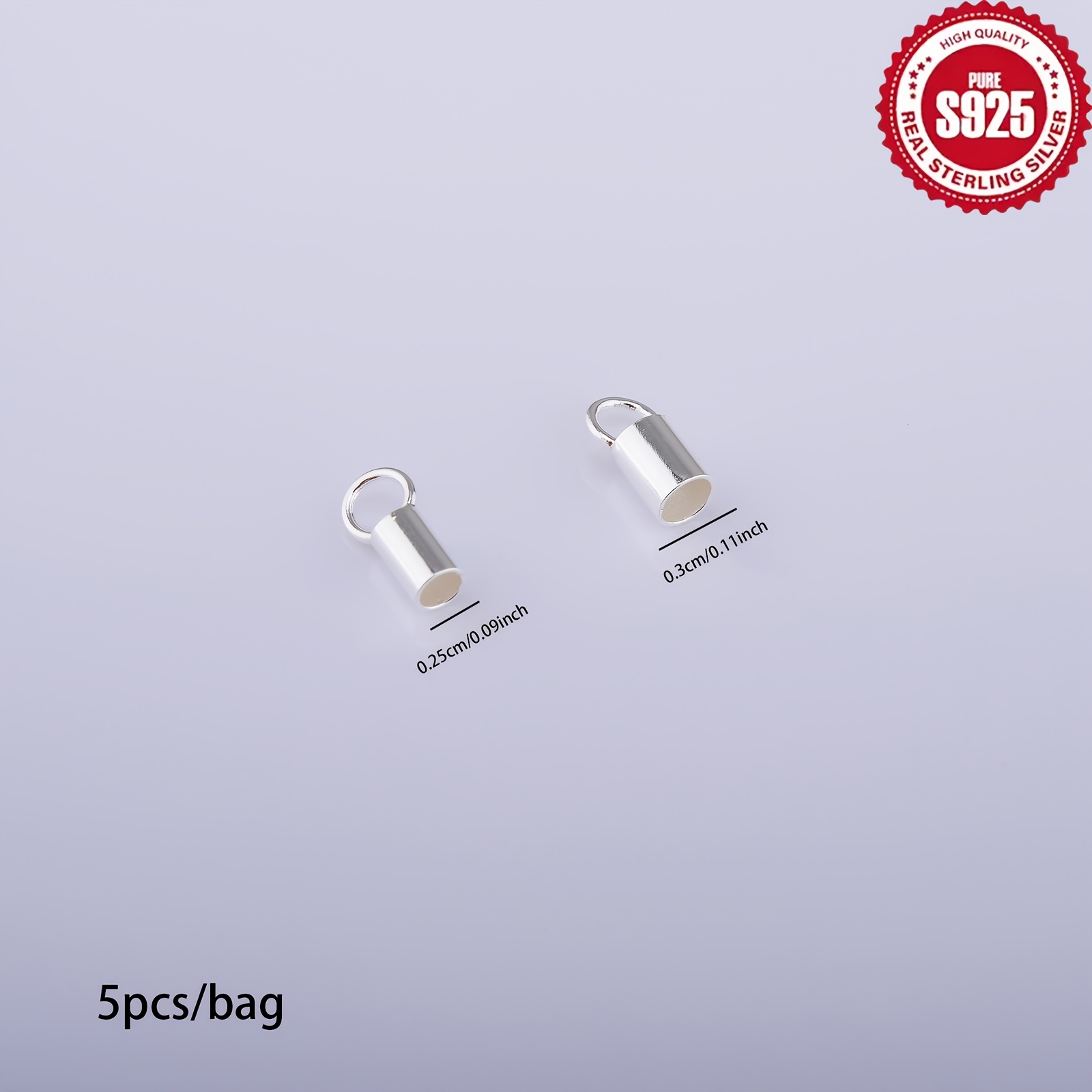 5pcs 925 Sterling Silver End Connectors for DIY Jewellery